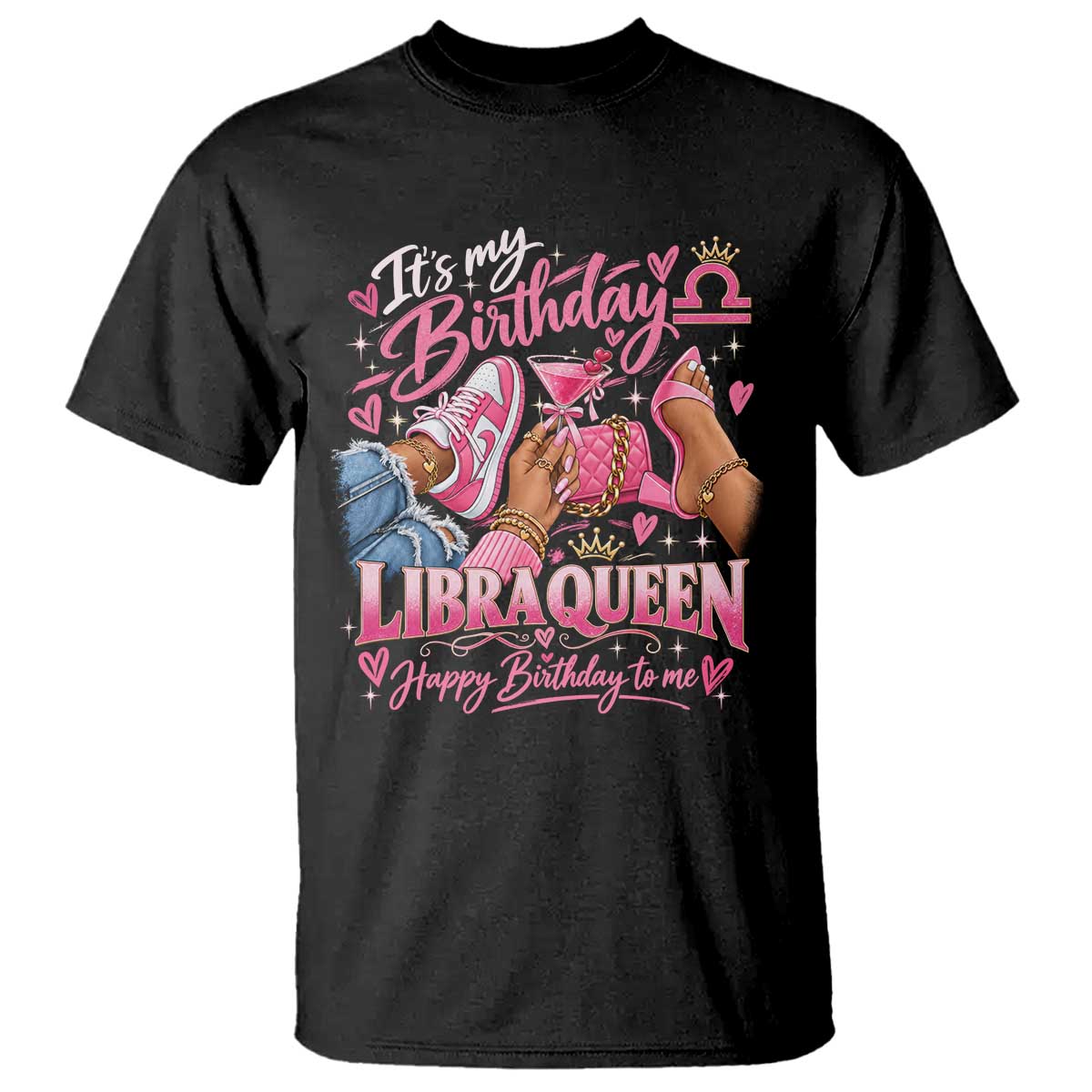 It Is My Birthday Libra Queen T Shirt Happy Birthday to Me Black Woman Pink Zodiac