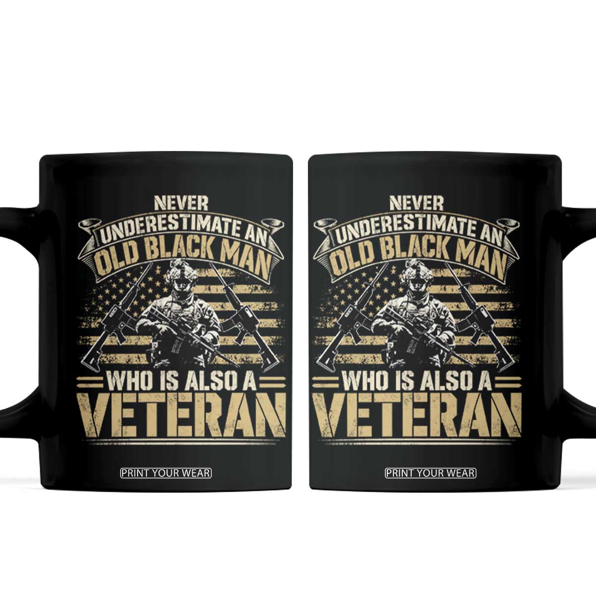African American Veteran Coffee Mug Never Underestimate An Old Black Man Who Is Also A Veteran