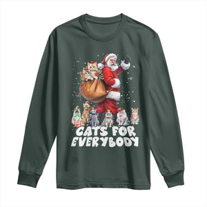 Funny Christmas Cat Long Sleeve Shirt Cats For Everybody Xmas Santa Pet TS11 Dark Forest Green Print Your Wear