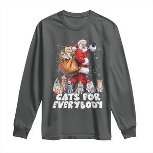 Funny Christmas Cat Long Sleeve Shirt Cats For Everybody Xmas Santa Pet TS11 Dark Heather Print Your Wear