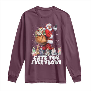 Funny Christmas Cat Long Sleeve Shirt Cats For Everybody Xmas Santa Pet TS11 Maroon Print Your Wear