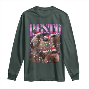 Funny Pesto The Penguin Christmas Long Sleeve Shirt TS11 Dark Forest Green Print Your Wear