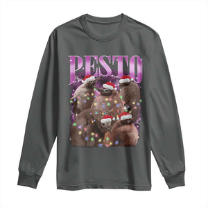 Funny Pesto The Penguin Christmas Long Sleeve Shirt TS11 Dark Heather Print Your Wear