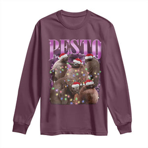 Funny Pesto The Penguin Christmas Long Sleeve Shirt TS11 Maroon Print Your Wear