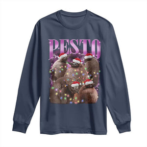 Funny Pesto The Penguin Christmas Long Sleeve Shirt TS11 Navy Print Your Wear