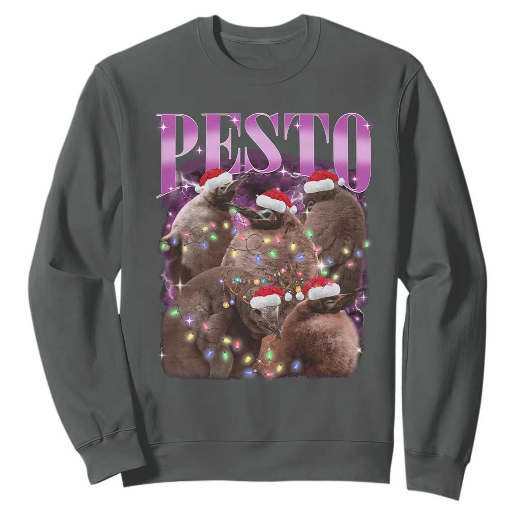Funny Pesto The Penguin Christmas Sweatshirt TS11 Dark Heather Print Your Wear