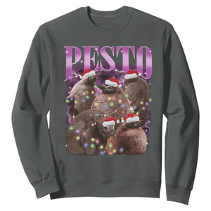 Funny Pesto The Penguin Christmas Sweatshirt TS11 Dark Heather Print Your Wear