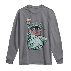 Funny Pesto The Penguin Statue Of Liberty Long Sleeve Shirt TS11 Charcoal Print Your Wear