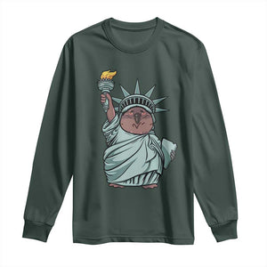 Funny Pesto The Penguin Statue Of Liberty Long Sleeve Shirt TS11 Dark Forest Green Print Your Wear