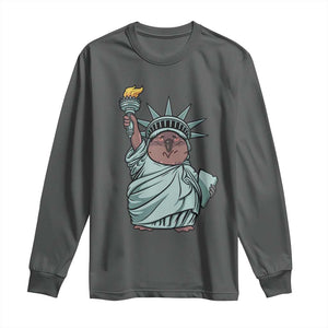 Funny Pesto The Penguin Statue Of Liberty Long Sleeve Shirt TS11 Dark Heather Print Your Wear