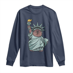 Funny Pesto The Penguin Statue Of Liberty Long Sleeve Shirt TS11 Navy Print Your Wear