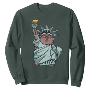 Funny Pesto The Penguin Statue Of Liberty Sweatshirt TS11 Dark Forest Green Print Your Wear