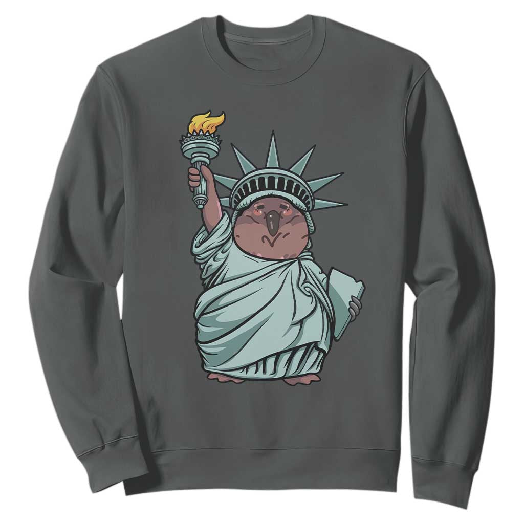 Funny Pesto The Penguin Statue Of Liberty Sweatshirt TS11 Dark Heather Print Your Wear