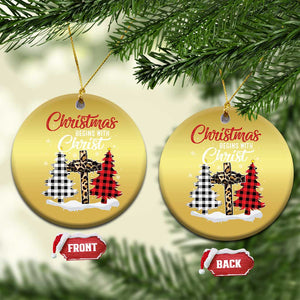 Christmas Begins With Christ Christmas Ornament Leopard Cross Plaid Xmas Tree TS11 Circle Gold Print Your Wear