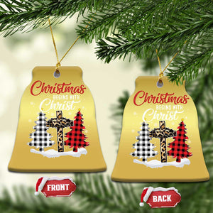 Christmas Begins With Christ Christmas Ornament Leopard Cross Plaid Xmas Tree TS11 Bell Flake Gold Print Your Wear