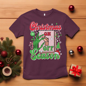 Funny Christmas Season T Shirt Switch Red And Green Skeleton Hand TS11 Maroon Print Your Wear