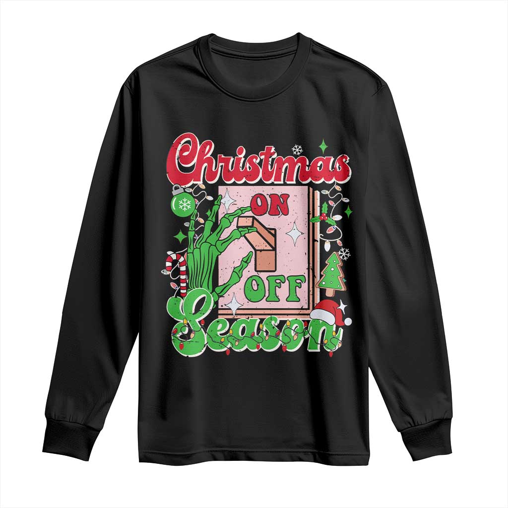 Funny Christmas Season Long Sleeve Shirt Switch Red And Green Skeleton Hand TS11 Black Print Your Wear