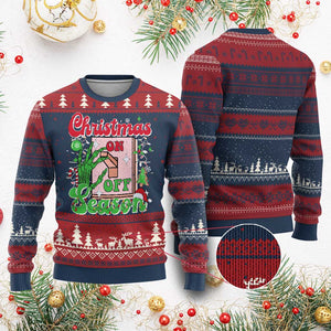 Funny Xmas Season Ugly Christmas Sweater Switch Red And Green Skeleton Hand TS11 Burgundy Print Your Wear