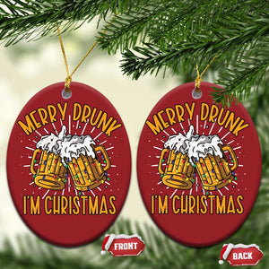 Funny Merry Drunk I'm Xmas Christmas Ornament Vintage Beer Mugs Xmas TS11 Oval Red Print Your Wear