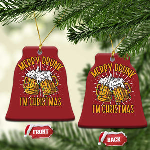 Funny Merry Drunk I'm Xmas Christmas Ornament Vintage Beer Mugs Xmas TS11 Bell Flake Red Print Your Wear