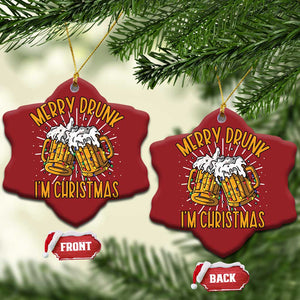 Funny Merry Drunk I'm Xmas Christmas Ornament Vintage Beer Mugs Xmas TS11 Snow Flake Red Print Your Wear