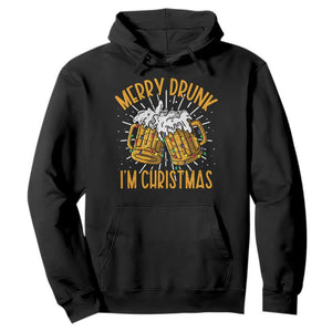 Funny Merry Drunk I'm Christmas Hoodie Vintage Beer Mugs Xmas TS11 Black Print Your Wear