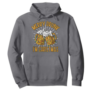 Funny Merry Drunk I'm Christmas Hoodie Vintage Beer Mugs Xmas TS11 Charcoal Print Your Wear