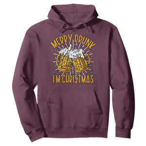 Funny Merry Drunk I'm Christmas Hoodie Vintage Beer Mugs Xmas TS11 Maroon Print Your Wear