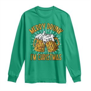 Funny Merry Drunk I'm Christmas Long Sleeve Shirt Vintage Beer Mugs Xmas TS11 Irish Green Print Your Wear