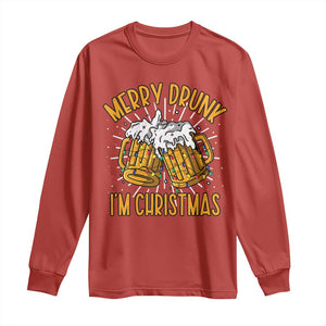 Funny Merry Drunk I'm Christmas Long Sleeve Shirt Vintage Beer Mugs Xmas TS11 Red Print Your Wear