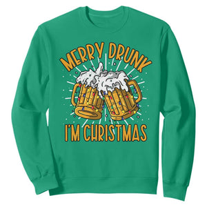 Funny Merry Drunk I'm Christmas Sweatshirt Vintage Beer Mugs Xmas TS11 Irish Green Print Your Wear