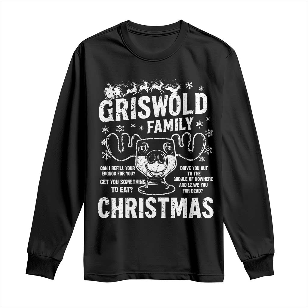 Funny Christmas Vacation Eggnog Long Sleeve Shirt Griswold Family Can I Refill Your Eggnogs Xmas Movie TS11 Black Print Your Wear