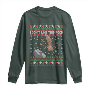 Funny Marcus The Worm Christmas Long Sleeve Shirt I Dont Like This Rock Xmas Meme TS11 Dark Forest Green Print Your Wear