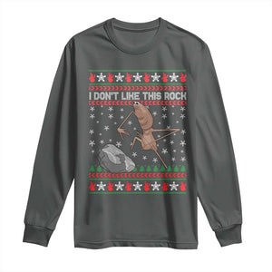 Funny Marcus The Worm Christmas Long Sleeve Shirt I Dont Like This Rock Xmas Meme TS11 Dark Heather Print Your Wear