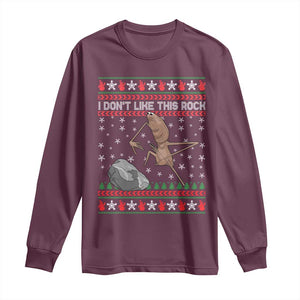 Funny Marcus The Worm Christmas Long Sleeve Shirt I Dont Like This Rock Xmas Meme TS11 Maroon Print Your Wear