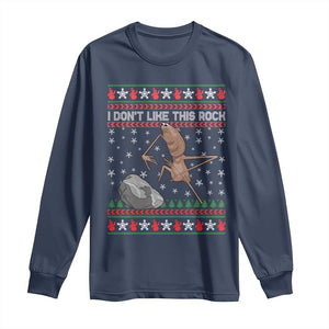 Funny Marcus The Worm Christmas Long Sleeve Shirt I Dont Like This Rock Xmas Meme TS11 Navy Print Your Wear