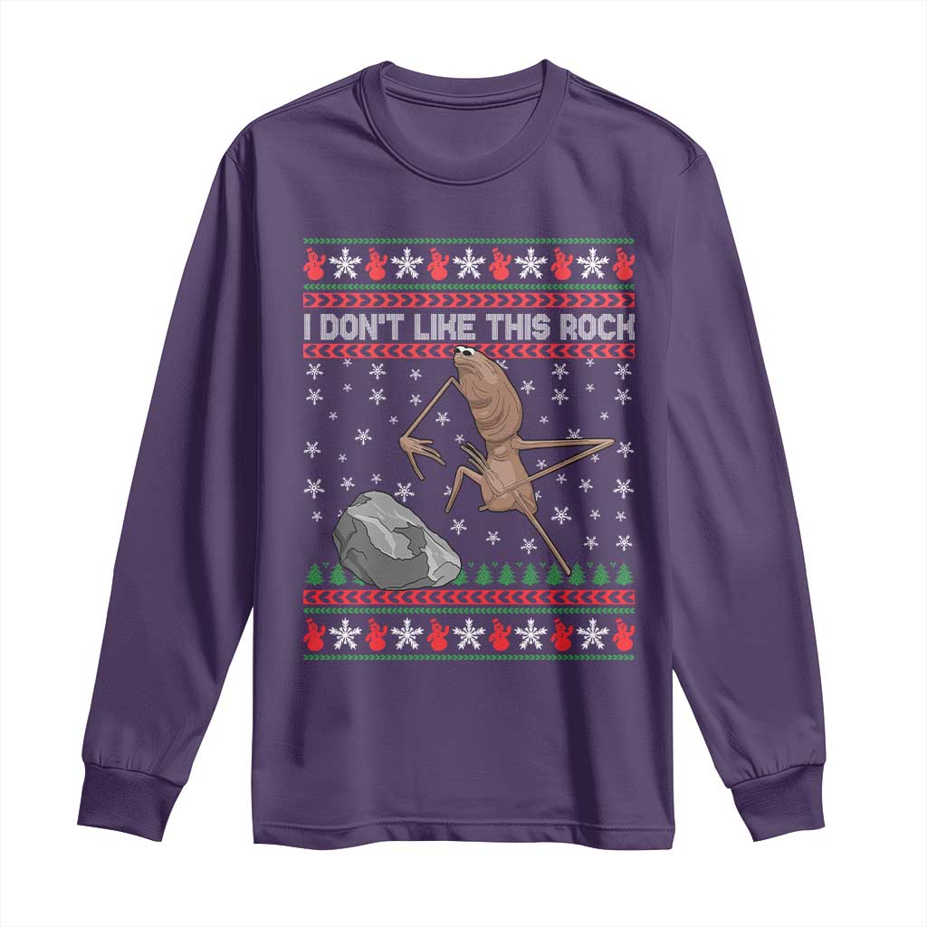 Funny Marcus The Worm Christmas Long Sleeve Shirt I Dont Like This Rock Xmas Meme TS11 Purple Print Your Wear