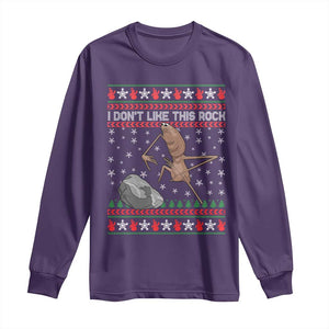 Funny Marcus The Worm Christmas Long Sleeve Shirt I Dont Like This Rock Xmas Meme TS11 Purple Print Your Wear