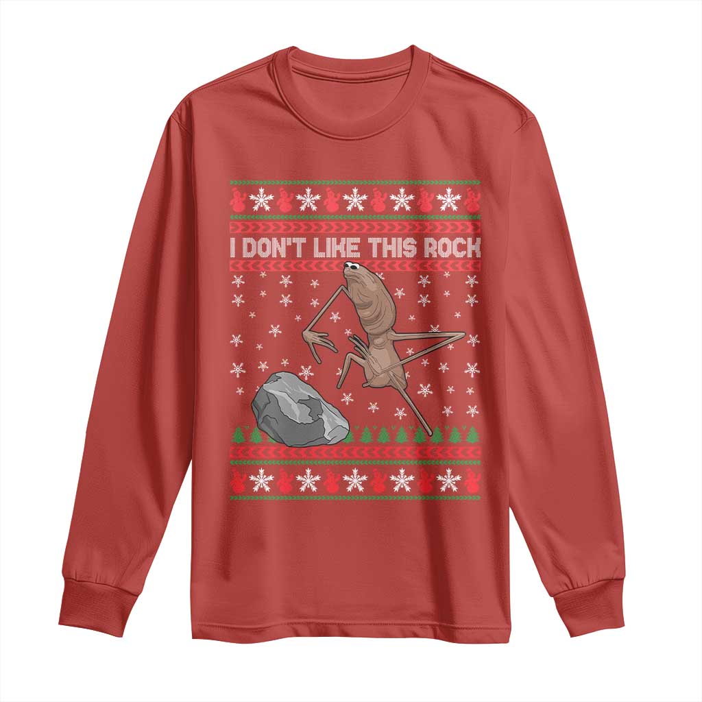 Funny Marcus The Worm Christmas Long Sleeve Shirt I Dont Like This Rock Xmas Meme TS11 Red Print Your Wear