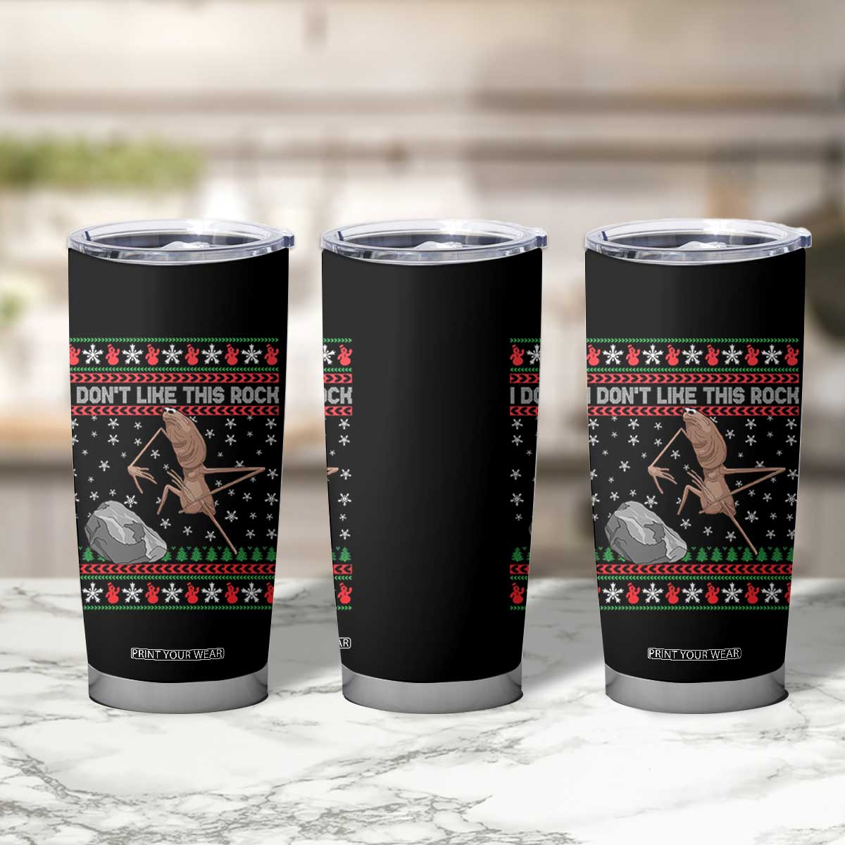 Funny Marcus The Worm Christmas Tumbler Cup I Dont Like This Rock Xmas Meme TS11 Print Your Wear