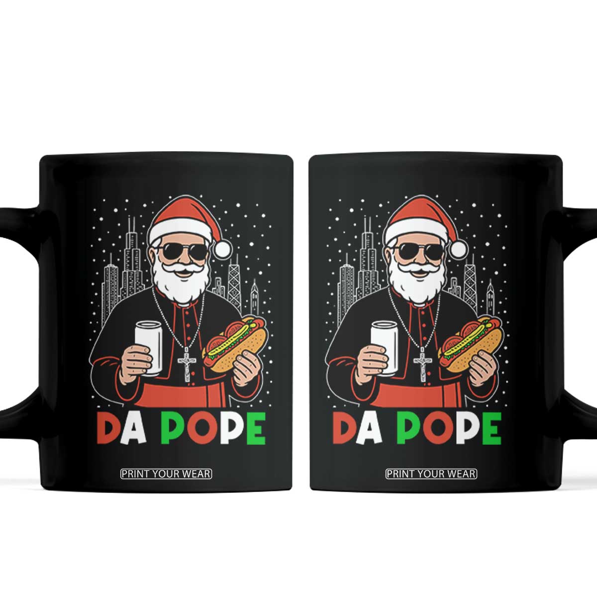 Pope Leo XIV Christmas Coffee Mug Cardinal Robert Prevost Santa Chicago TS11 Black Print Your Wear