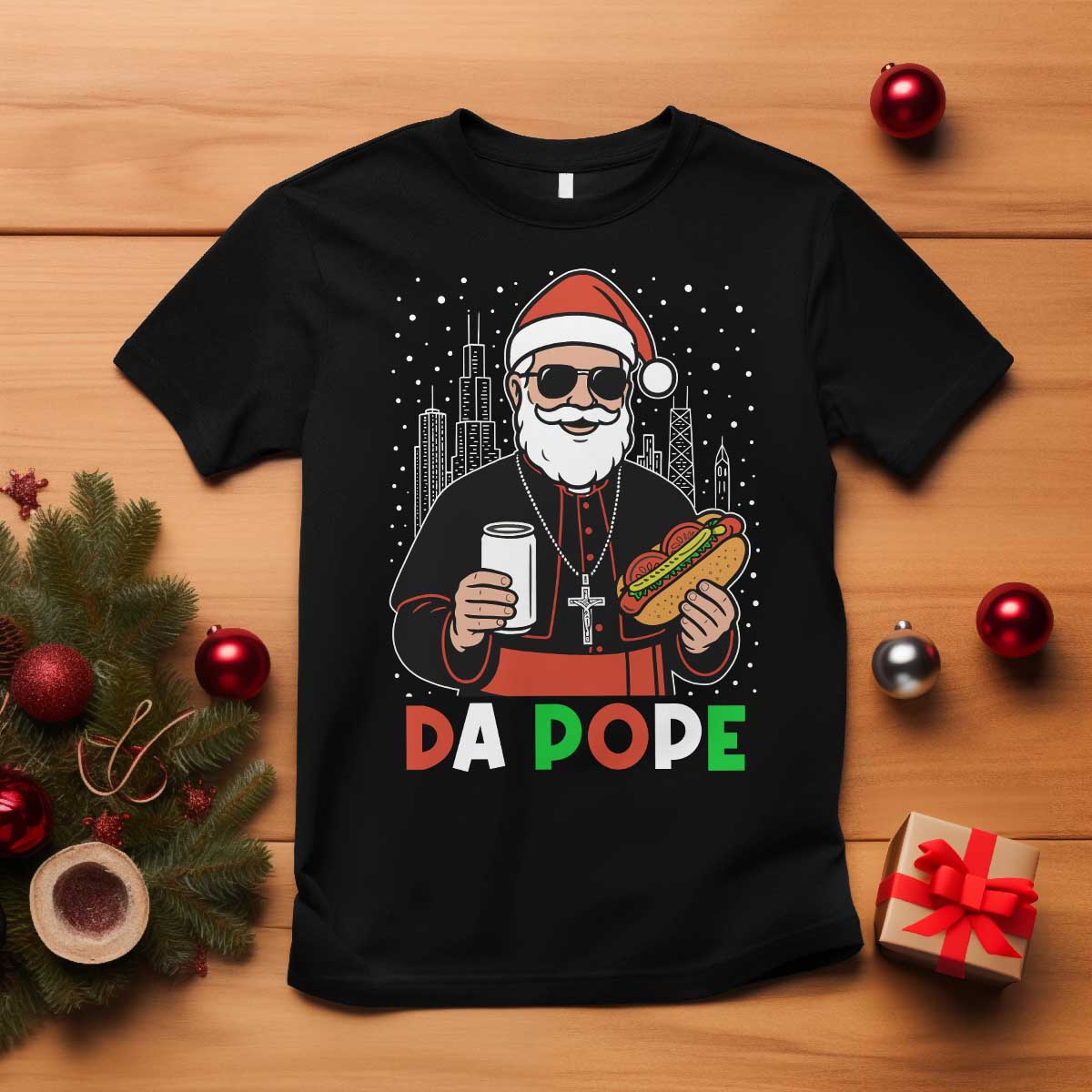 Pope Leo XIV Christmas T Shirt Cardinal Robert Prevost Santa Chicago TS11 Black Print Your Wear