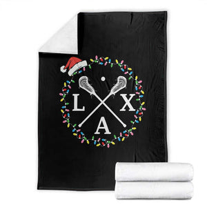 Funny Christmas Lacrosse Lax Stick Santa Hat Throw Blanket TS11 Black Print Your Wear