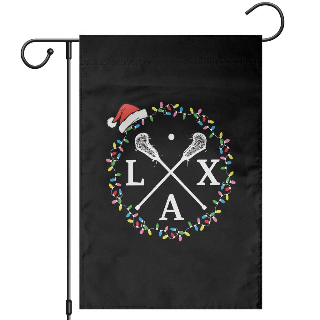 Funny Christmas Lacrosse Lax Stick Santa Hat Garden Flag TS11 Black Print Your Wear