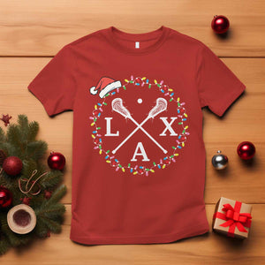 Funny Christmas Lacrosse Lax Stick Santa Hat T Shirt TS11 Red Print Your Wear