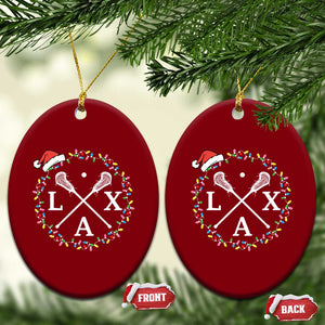 Funny Christmas Lacrosse Lax Stick Santa Hat Ceramic Ornament TS11 Print Your Wear