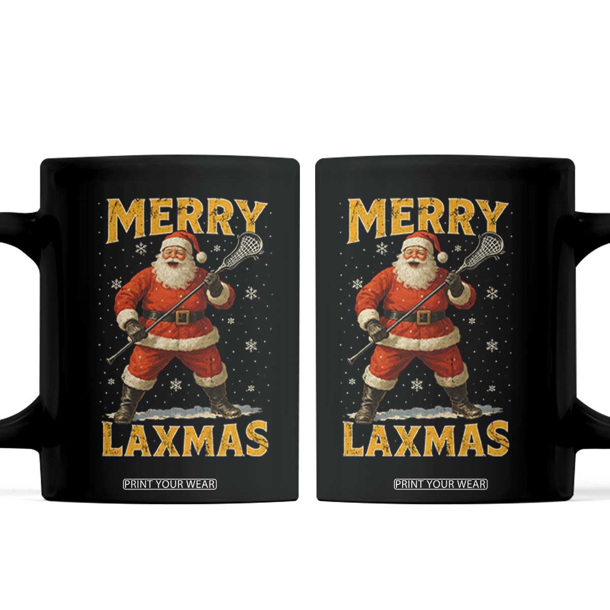 Funny Christmas Lacrosse Coffee Mug Merry Laxmas Santa Lax Player TS11 Black Print Your Wear