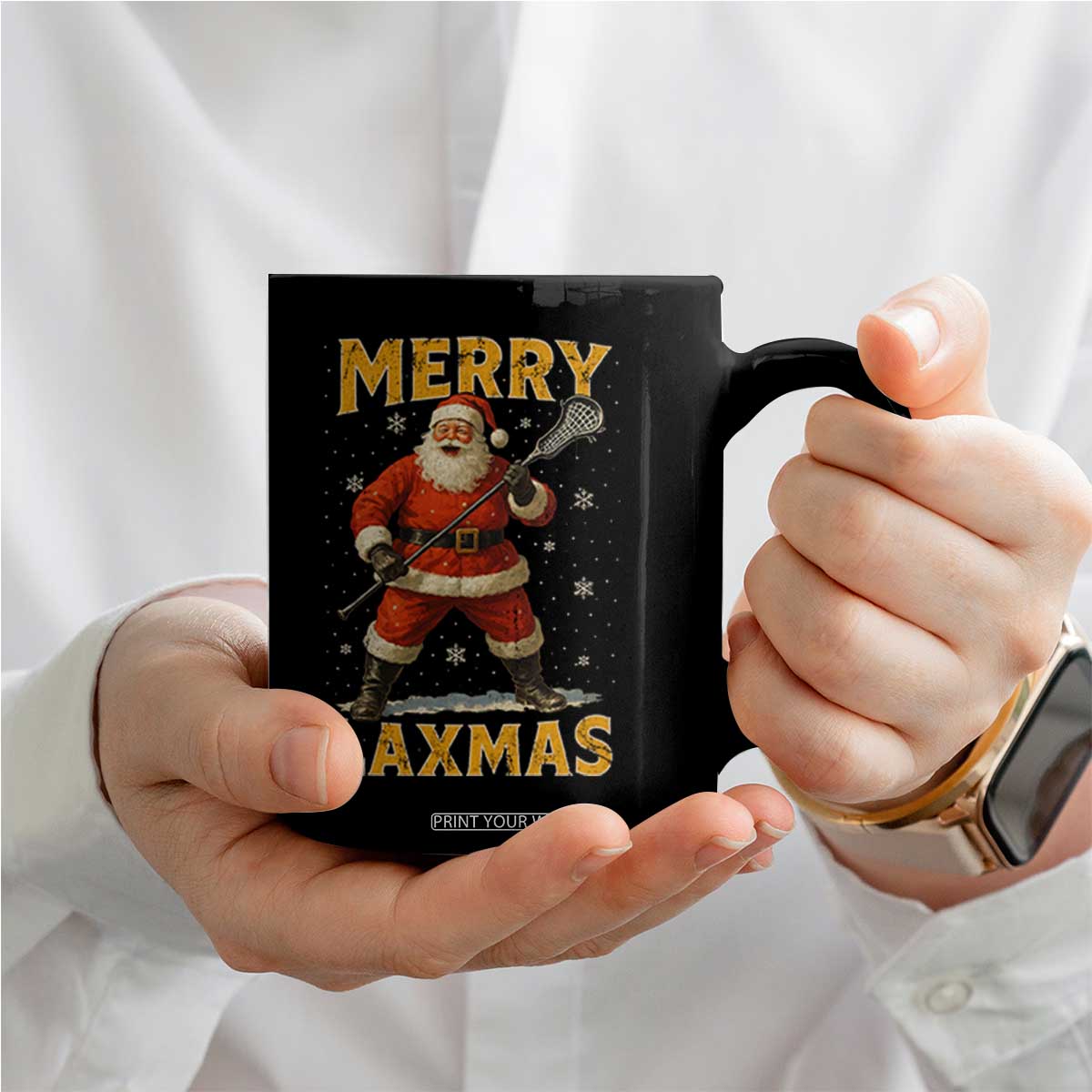Funny Christmas Lacrosse Coffee Mug Merry Laxmas Santa Lax Player TS11 Print Your Wear