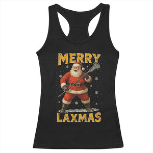 Funny Christmas Lacrosse Racerback Tank Top Merry Laxmas Santa Lax Player TS11 Black Print Your Wear