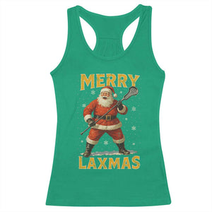 Funny Christmas Lacrosse Racerback Tank Top Merry Laxmas Santa Lax Player TS11 Irish Green Print Your Wear